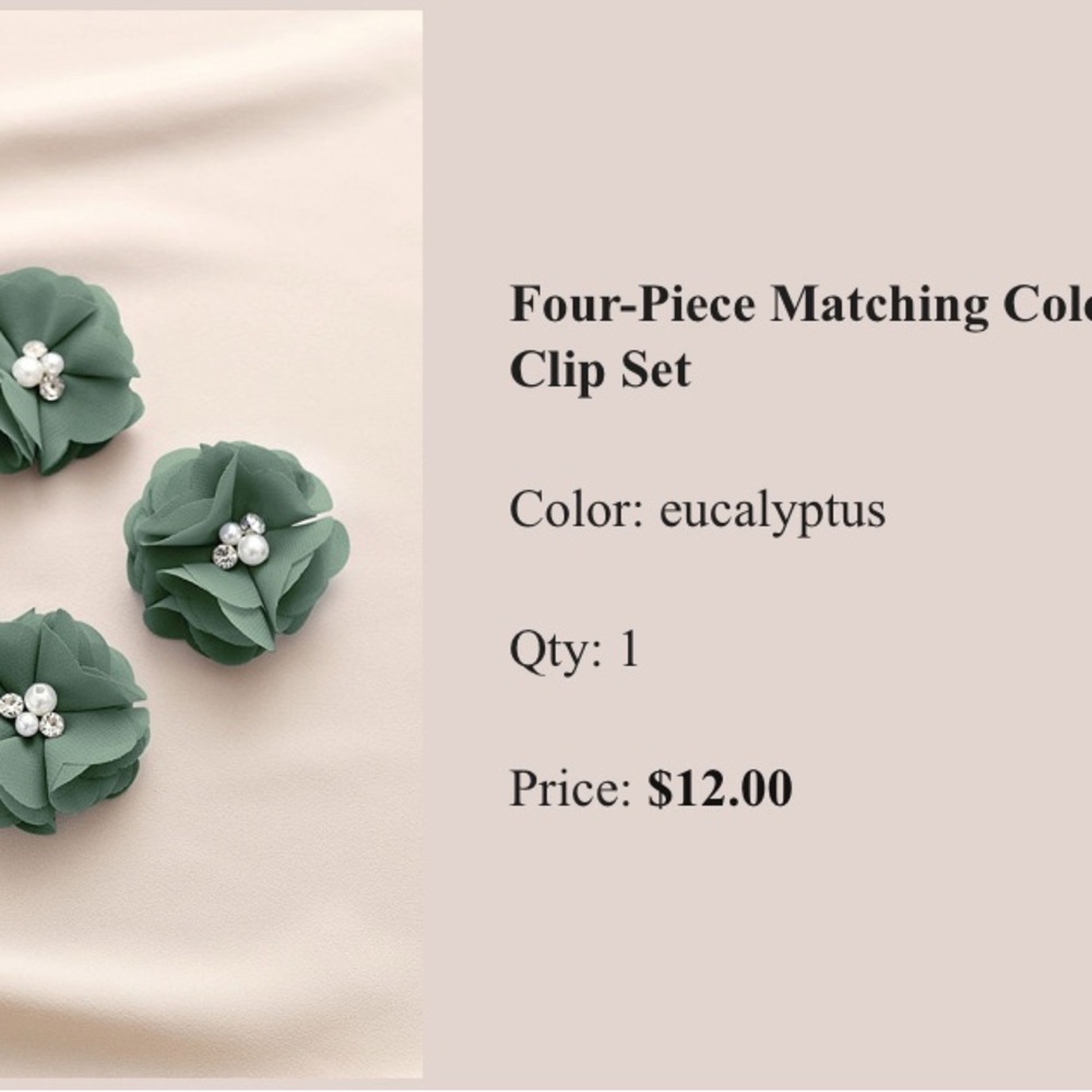 Azazie Four-piece hair clips, Eucalyptus